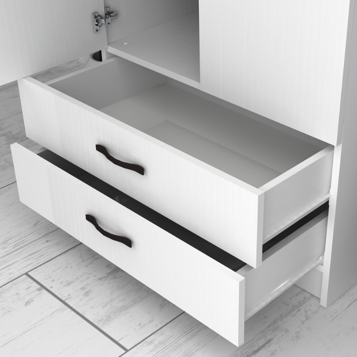 Ντουλάπα ρούχων Ricardo δίφυλλη με συρτάρια χρώμα λευκό 80x51,8x181εκ.