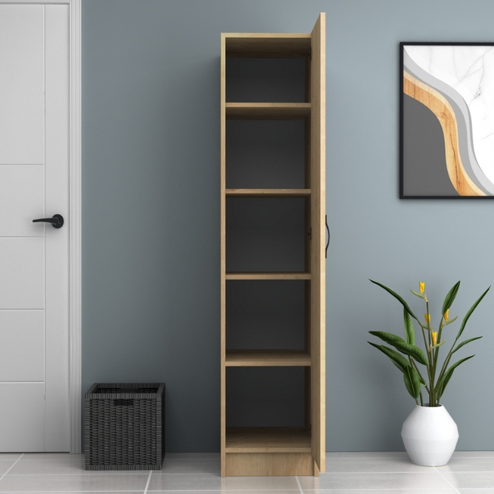 Ντουλάπα ρούχων Ricardo μονόφυλλη χρώμα φυσικό οξιάς 40x51,8x181εκ.