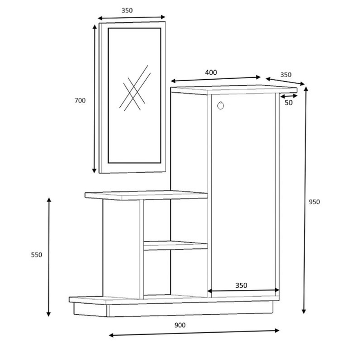 Έπιπλο εισόδου Cute χρώμα καρυδί 90x35x95εκ.