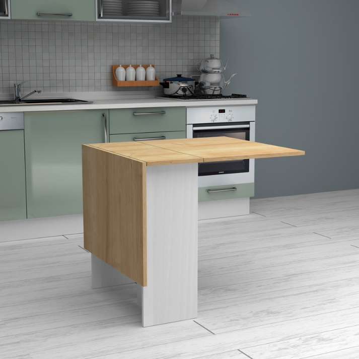 Τραπέζι Pepe επεκτεινόμενο χρώμα λευκό - φυσικό οξιάς 28(56+56)x77x75εκ.