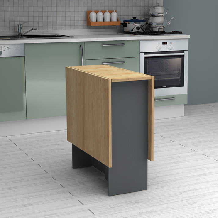 Τραπέζι Pepe επεκτεινόμενο χρώμα ανθρακί - φυσικό οξιάς 28(56+56)x77x75εκ.