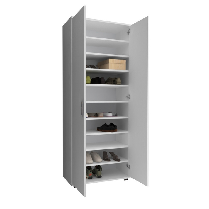 Ντουλάπα ρούχων - παπουτσοθήκη Eric δίφυλλη χρώμα λευκό 76x36x187εκ.