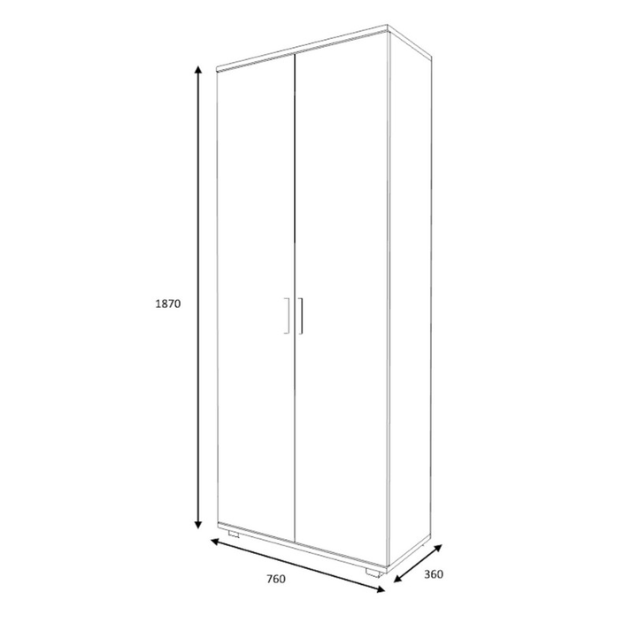 Ντουλάπα ρούχων - παπουτσοθήκη Eric δίφυλλη χρώμα φυσικό οξιάς 76x36x187εκ.