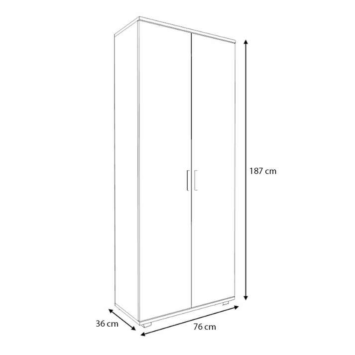 Ντουλάπα ρούχων - παπουτσοθήκη Eric δίφυλλη χρώμα γκρι σκυροδέματος 76x36x187εκ.