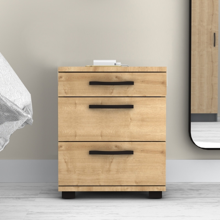 Κομοδίνο - συρταριέρα γραφείου Roco χρώμα φυσικό οξιάς 40x39x57εκ.