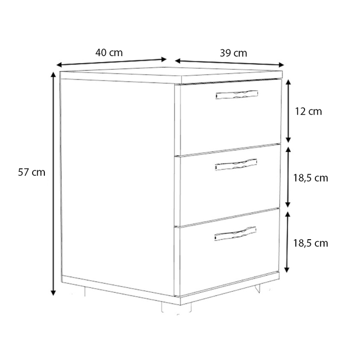Κομοδίνο - συρταριέρα γραφείου Roco χρώμα καρυδί 40x39x57εκ.