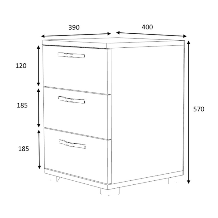 Κομοδίνο - συρταριέρα γραφείου Roco χρώμα καρυδί 40x39x57εκ.