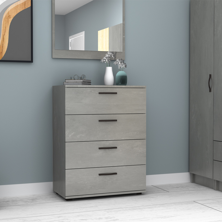 Συρταριέρα Velika χρώμα γκρι σκυροδέματος 73x44x96εκ.