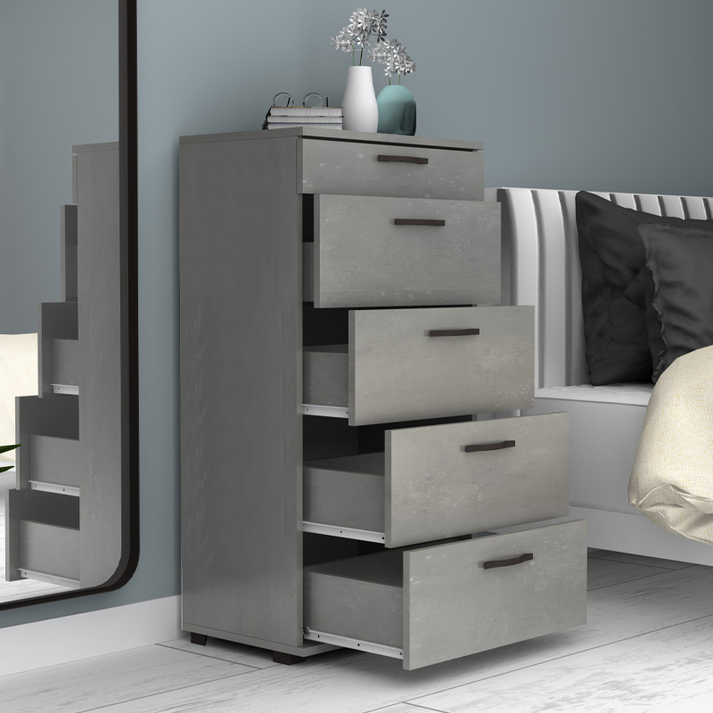 Συρταριέρα Helia χρώμα γκρι σκυροδέματος 60x44x108εκ.