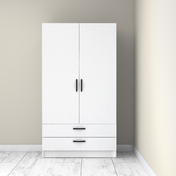 Ντουλάπα ρούχων Victoria δίφυλλη με συρτάρια χρώμα λευκό 100x60x181εκ.