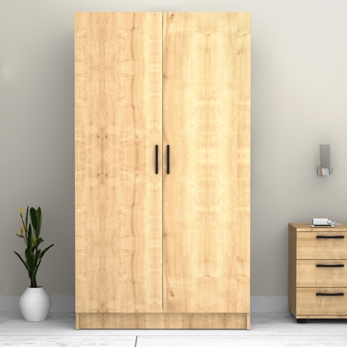 Ντουλάπα ρούχων Victoria δίφυλλη χρώμα φυσικό οξιάς 100x60x181εκ.