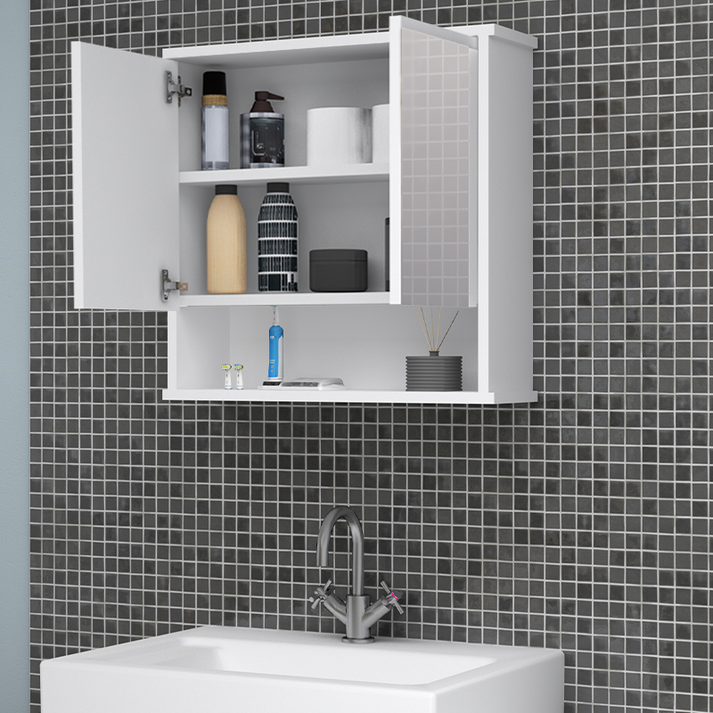 Καθρέπτης μπάνιου Delo χρώμα λευκό 62x17,5x60εκ.