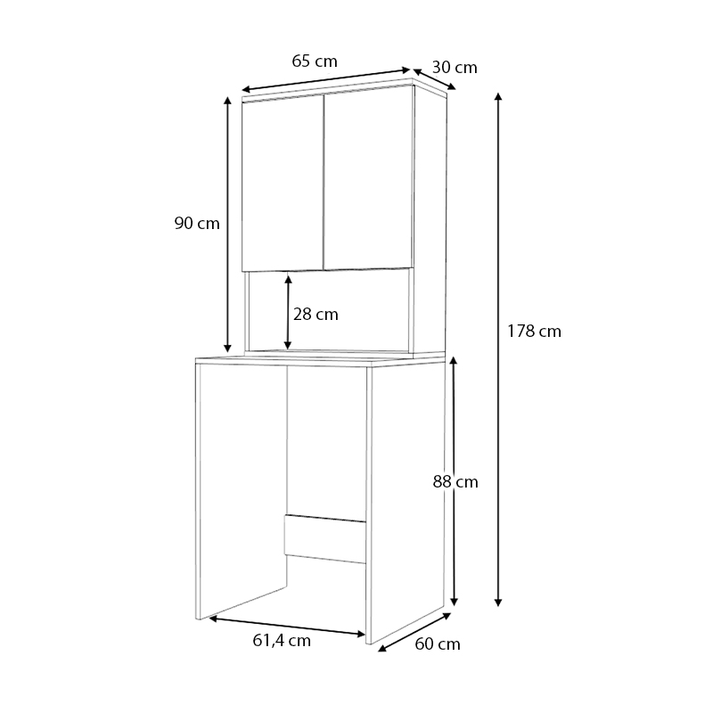 Έπιπλο πλυντηρίου Cozen χρώμα λευκό 65x60x178εκ.