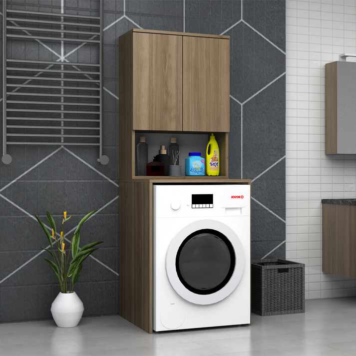 Έπιπλο πλυντηρίου Cozen χρώμα καρυδί 65x60x178εκ.