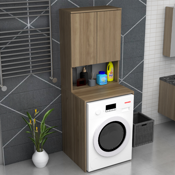 Έπιπλο πλυντηρίου Cozen χρώμα καρυδί 65x60x178εκ.