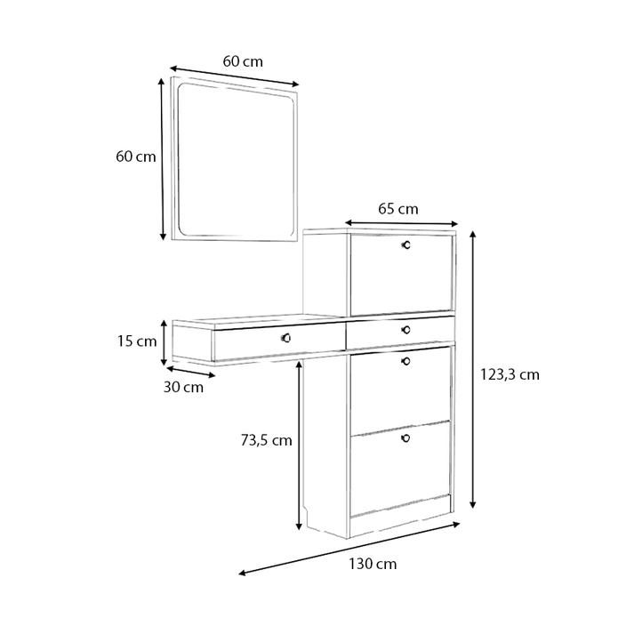 Έπιπλο εισόδου Pego χρώμα καρυδί 130x30x123,3εκ.
