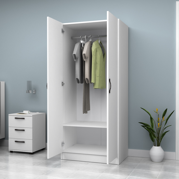 Ντουλάπα ρούχων Vivian δίφυλλη χρώμα λευκό 80x51,8x181εκ.