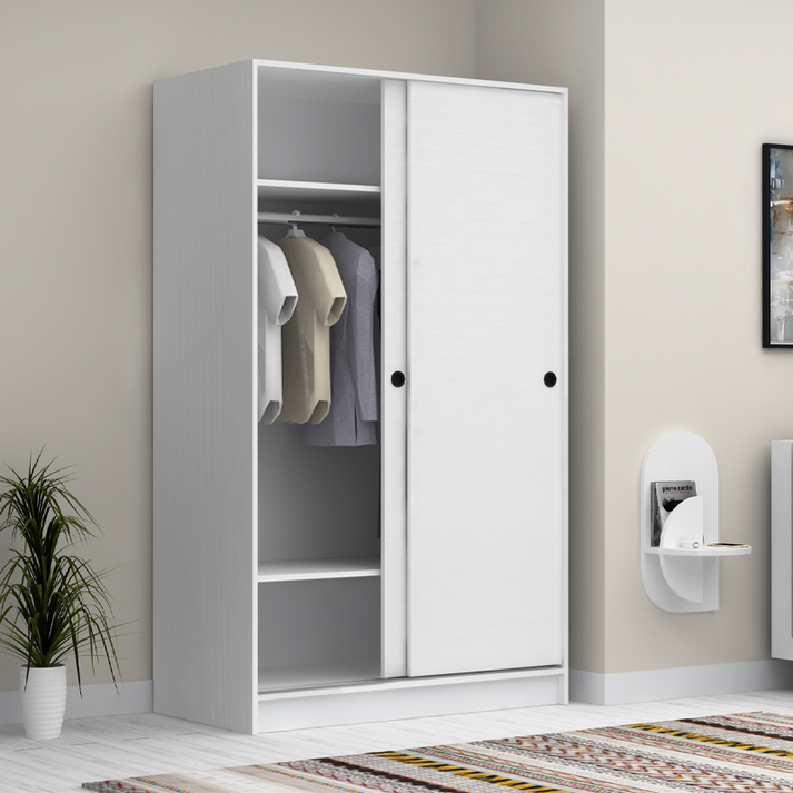 Ντουλάπα ρούχων Regio δίφυλλη συρόμενη χρώμα λευκό 120x60x200εκ.