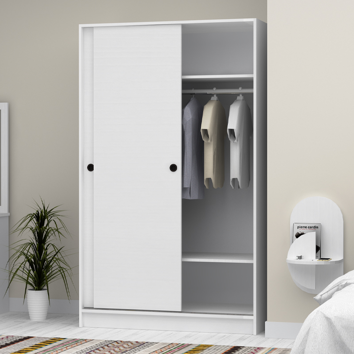 Ντουλάπα ρούχων Regio δίφυλλη συρόμενη χρώμα λευκό 120x60x200εκ.