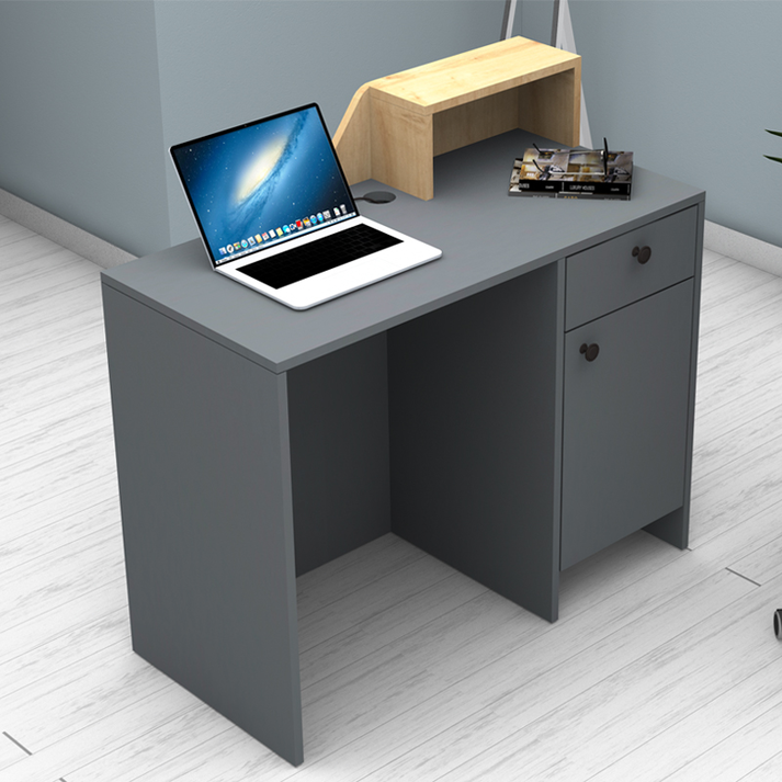 Γραφείο υποδοχής - reception Merlin χρώμα ανθρακί - φυσικό οξιάς 110x50x101,8εκ.