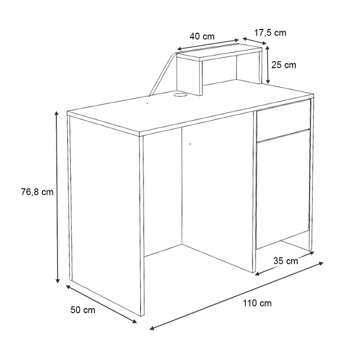 Γραφείο υποδοχής - reception Merlin χρώμα λευκό - φυσικό οξιάς 110x50x101,8εκ.