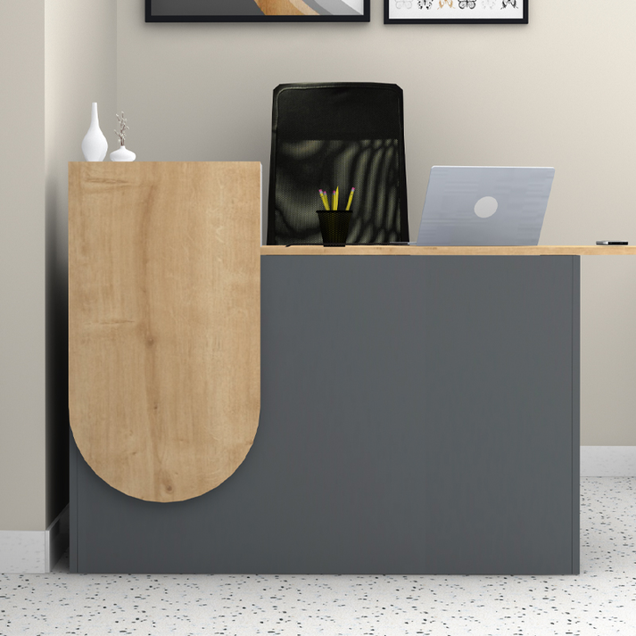 Γραφείο υποδοχής - reception Rezio χρώμα ανθρακί - φυσικό οξιάς 140x50x101,8εκ.