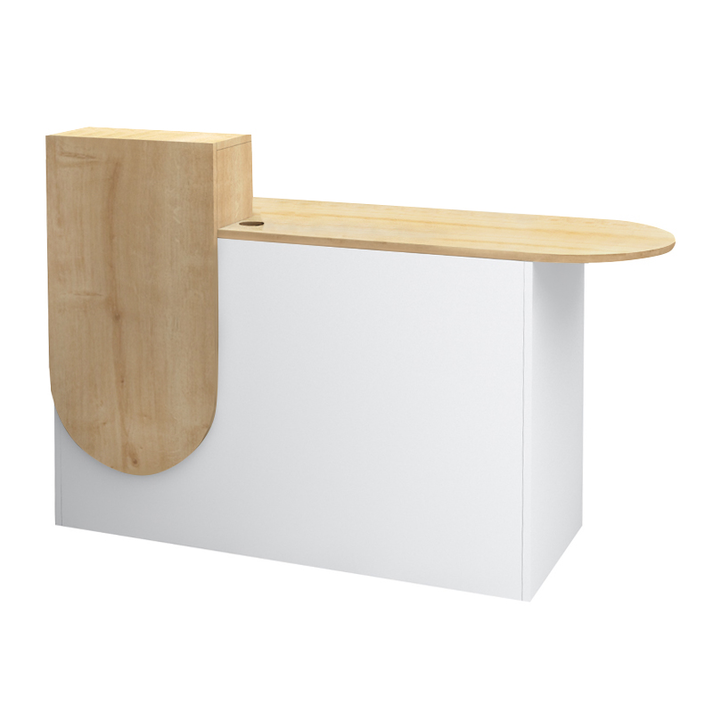 Γραφείο υποδοχής - reception Rezio χρώμα λευκό - φυσικό οξιάς 140x50x101,8εκ.