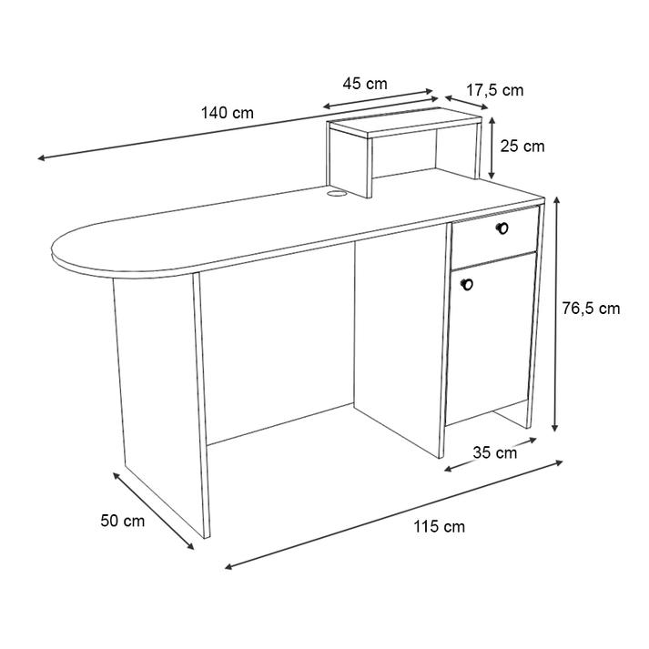 Γραφείο υποδοχής - reception Rezio χρώμα λευκό - φυσικό οξιάς 140x50x101,8εκ.