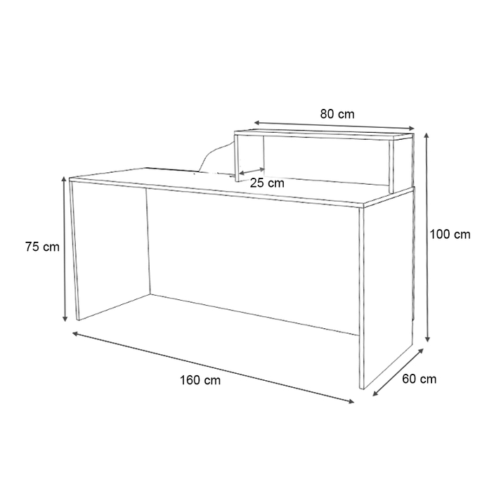 Γραφείο υποδοχής - reception Lione χρώμα φυσικό οξιάς - ανθρακί 160x60x100εκ.
