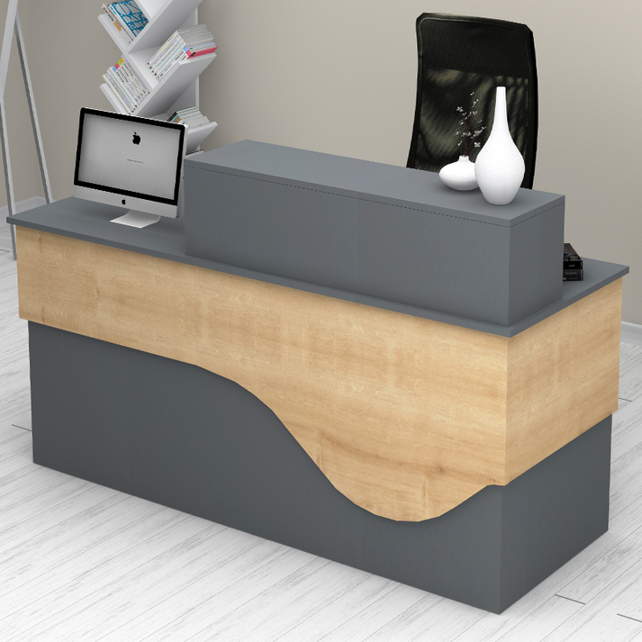 Γραφείο υποδοχής - reception Dustin χρώμα ανθρακί - φυσικό οξιάς 160x60x101,8εκ.