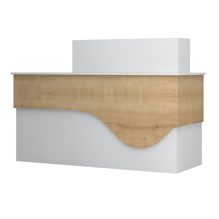 Γραφείο υποδοχής - reception Dustin χρώμα λευκό - φυσικό οξιάς 160x60x101,8εκ.