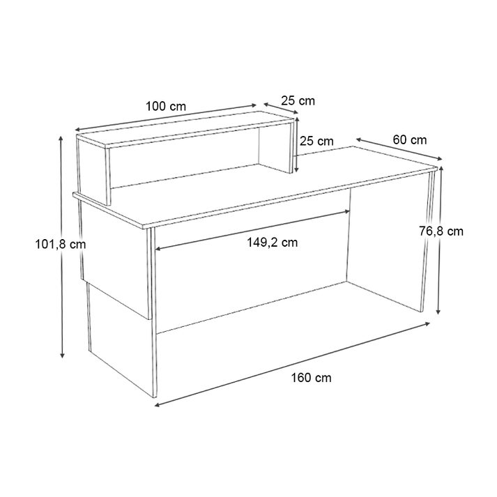 Γραφείο υποδοχής - reception Dustin χρώμα λευκό - φυσικό οξιάς 160x60x101,8εκ.
