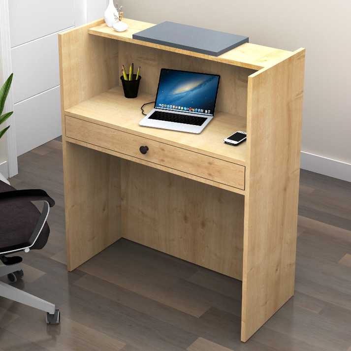 Γραφείο υποδοχής - reception Mezzo χρώμα φυσικό οξιάς - ανθρακί 90x40x110εκ.