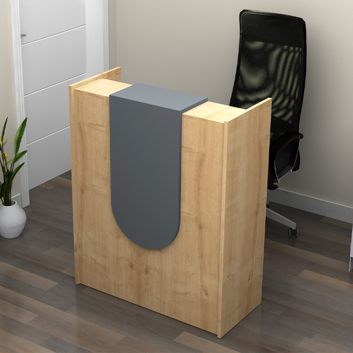 Γραφείο υποδοχής - reception Mezzo χρώμα φυσικό οξιάς - ανθρακί 90x40x110εκ.