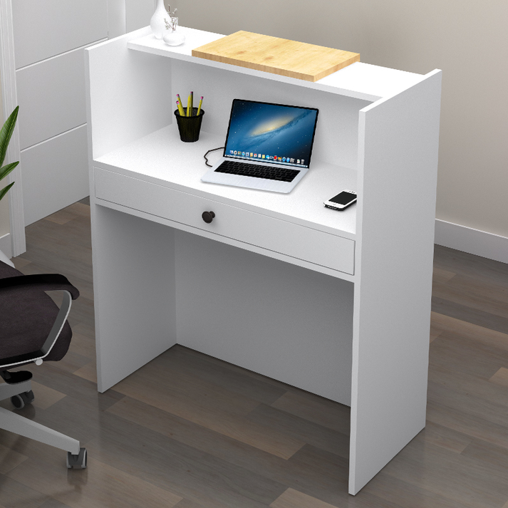 Γραφείο υποδοχής - reception Mezzo χρώμα λευκό - φυσικό οξιάς 90x40x110εκ.