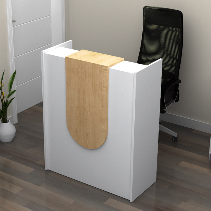 Γραφείο υποδοχής - reception Mezzo χρώμα λευκό - φυσικό οξιάς 90x40x110εκ.