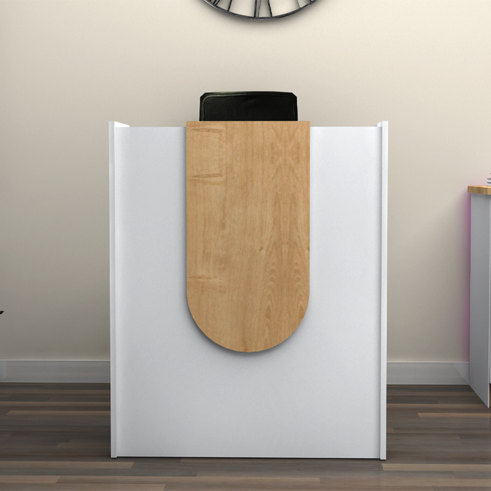 Γραφείο υποδοχής - reception Mezzo χρώμα λευκό - φυσικό οξιάς 90x40x110εκ.