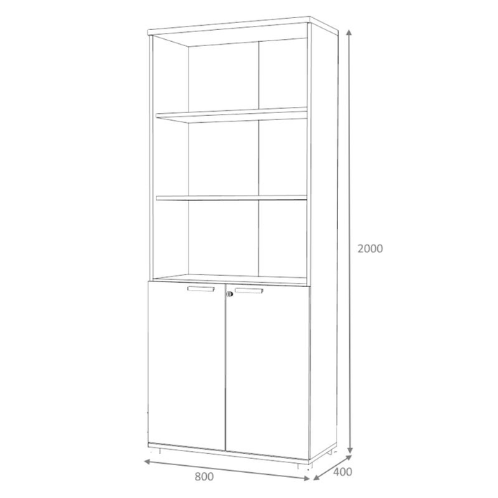 Βιβλιοθήκη γραφείου επαγγελματική Venturo χρώμα ανθρακί - φυσικό οξιάς 80x40x200εκ.