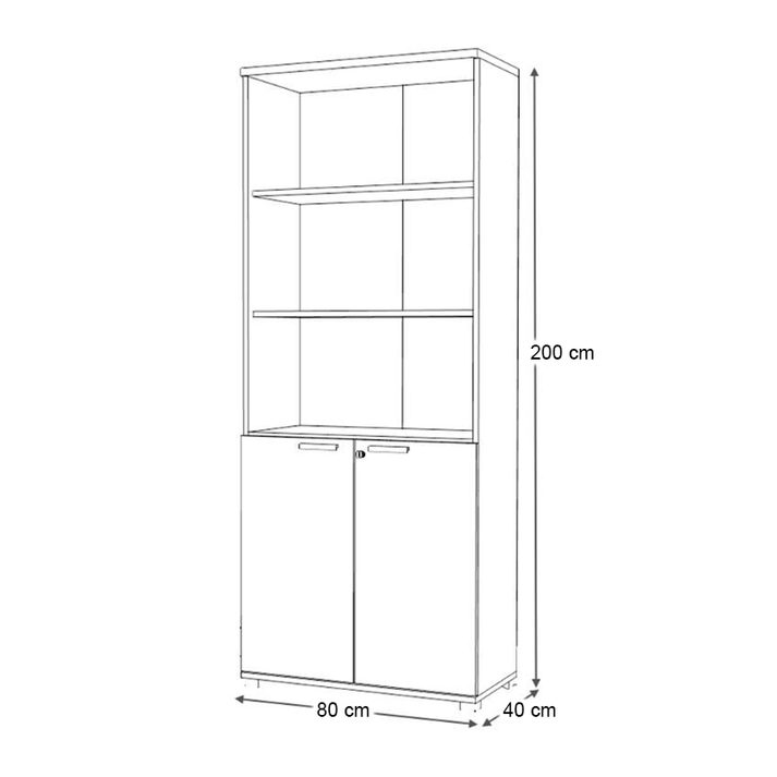 Βιβλιοθήκη γραφείου με κλειδαριά επαγγελματική Venturo χρώμα ανθρακί - καρυδί 80x40x200εκ.