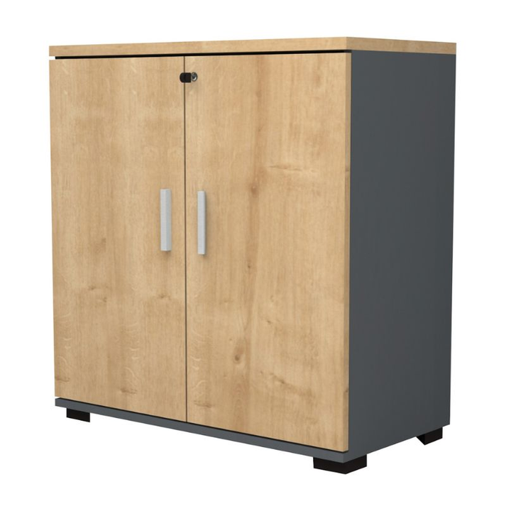 Ντουλάπι γραφείου επαγγελματικό Venturo χρώμα ανθρακί - φυσικό οξιάς 80x40x80εκ.