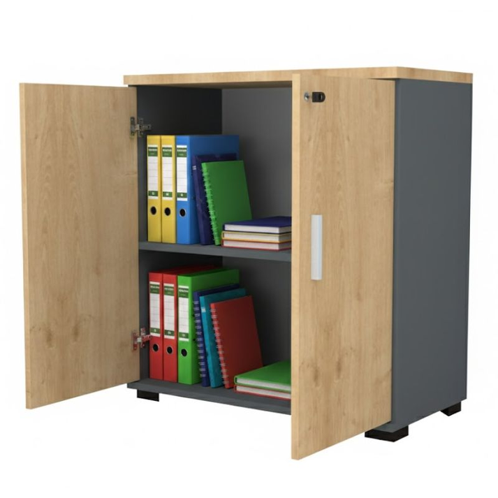 Ντουλάπι γραφείου επαγγελματικό Venturo χρώμα ανθρακί - φυσικό οξιάς 80x40x80εκ.