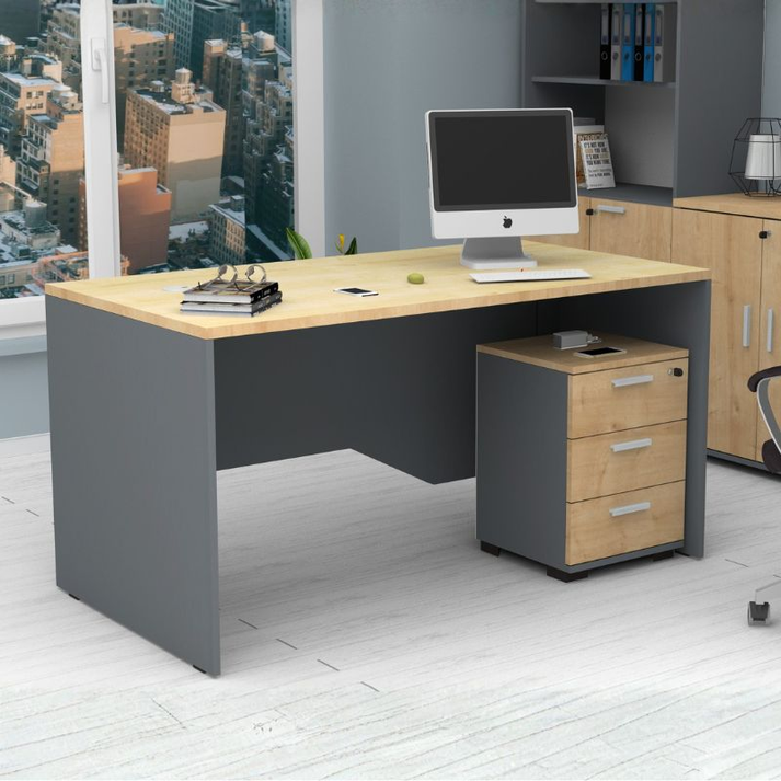 Συρταριέρα γραφείου επαγγελματική Venturo χρώμα ανθρακί - φυσικό οξιάς 39x40x57εκ.