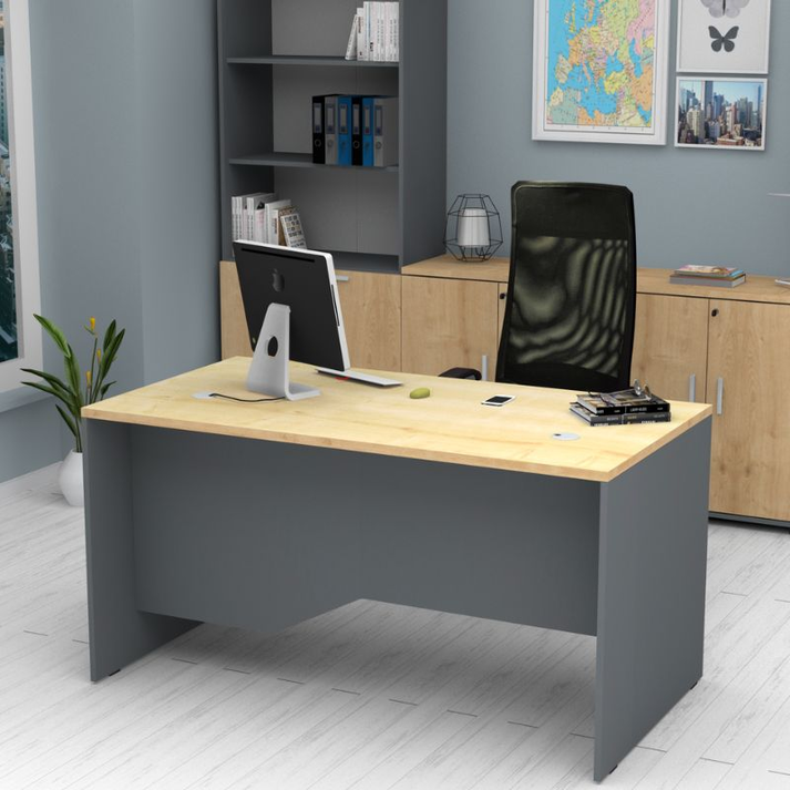 Γραφείο επαγγελματικό Venturo χρώμα ανθρακί - φυσικό οξιάς 150x80x75εκ.