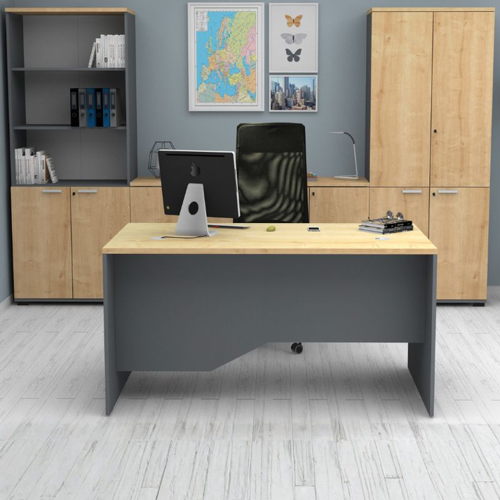 Γραφείο επαγγελματικό Venturo χρώμα ανθρακί - φυσικό οξιάς 150x80x75εκ.