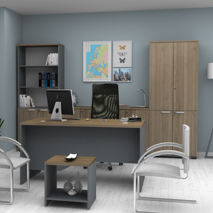 Γραφείο επαγγελματικό Venturo χρώμα ανθρακί - καρυδί 150x80x75εκ.