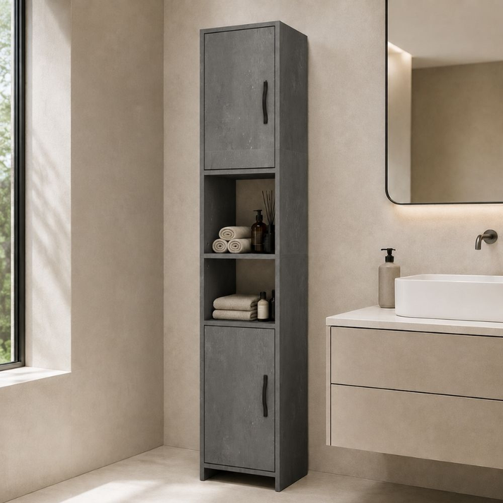 Kitchen - Bathroom Cabinet Vero Grey Concrete 35x29.6x180 cm