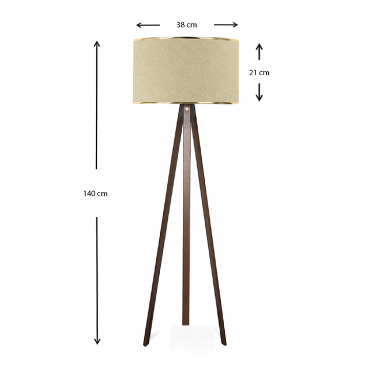 Φωτιστικό δαπέδου Rosling Mdf/ύφασμα Pvc χρώμα καρυδί/μπεζ 38x21x140εκ.