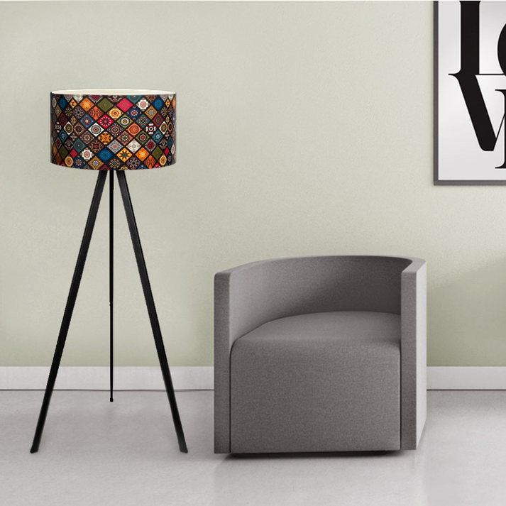 Φωτιστικό δαπέδου Rosling Mdf/ύφασμα Pvc χρώμα μαύρο/πολύχρωμο 38x21x140εκ.