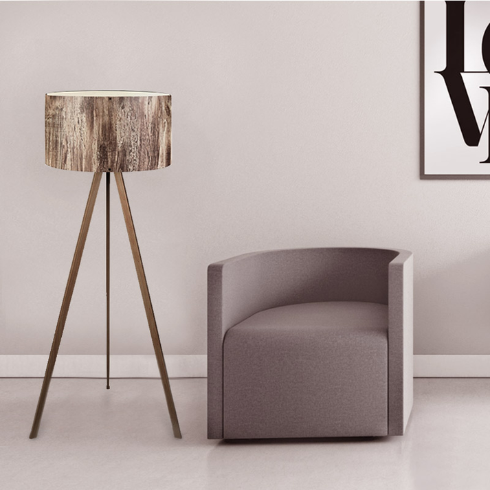 Φωτιστικό δαπέδου Rosling Mdf/ύφασμα Pvc χρώμα καρυδί/καφέ 38x21x140εκ.