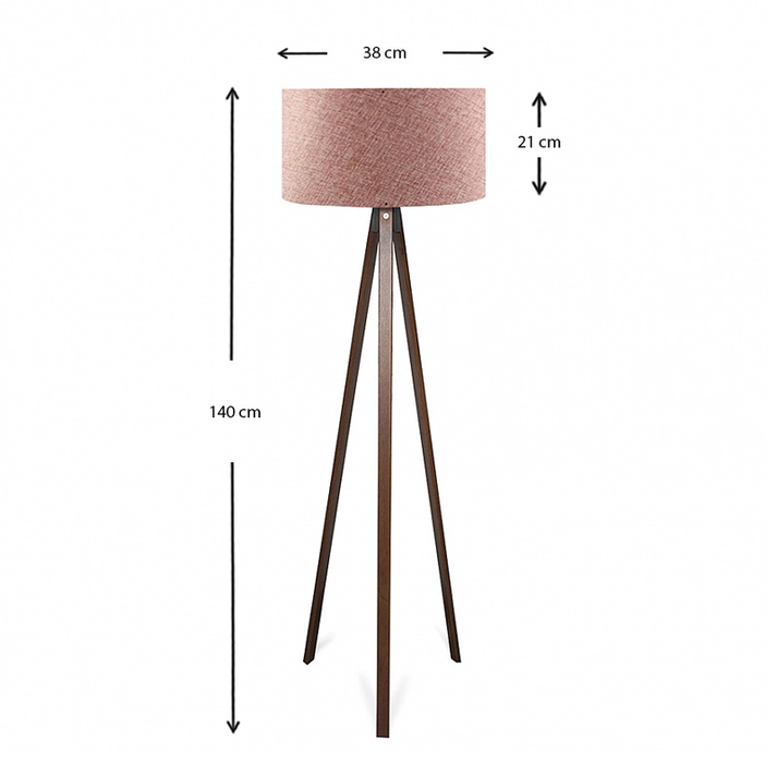 Φωτιστικό δαπέδου Rosling Mdf/ύφασμα Pvc χρώμα καρυδί - dusty rose 38x38x140εκ.